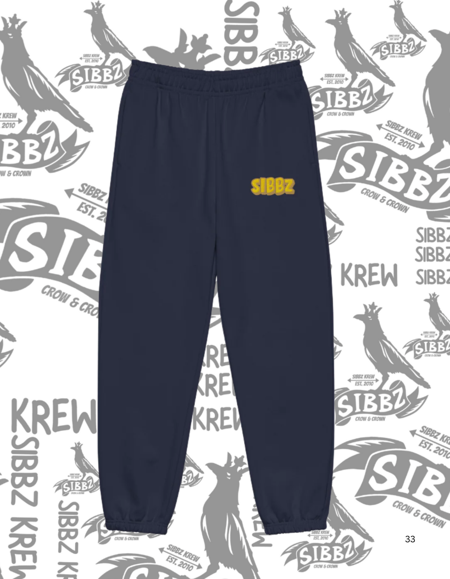 SIBBZ Bubble Logo Embroidered Heavyweight Sweats Navy Gold/Tan 2026