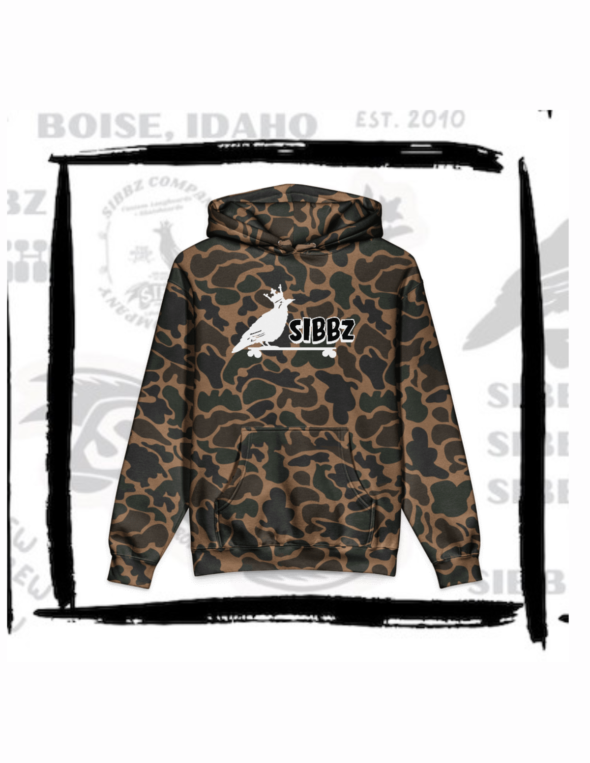 SIBBZ Bubble Logo Hoodie Camo Heavyweight Unisex