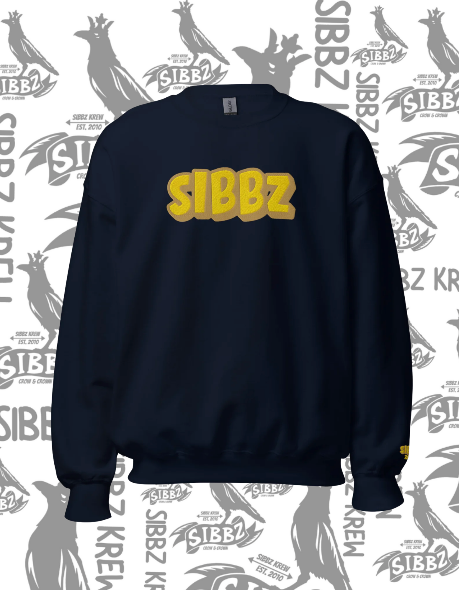 SIBBZ Crew Neck Bubble Logo Embroidered 2026 Navy+Tan+Gold