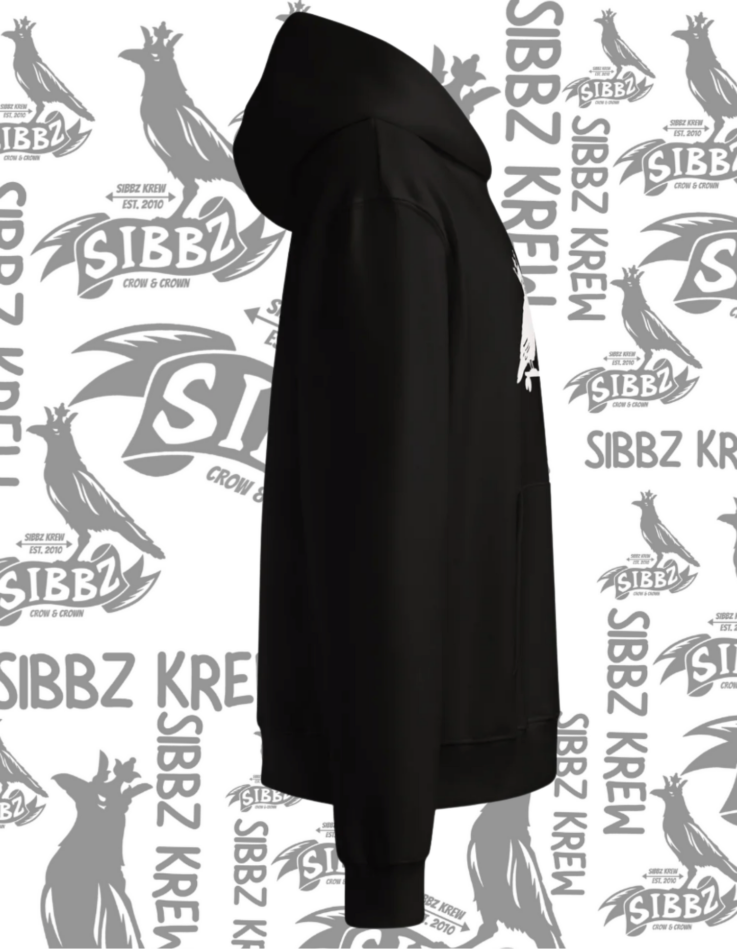 SIBBZ Crow and Crown Black and White Hoodie (Printed Logo)