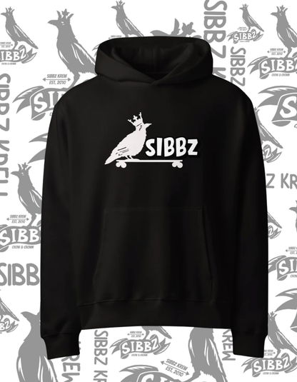 SIBBZ Crow and Crown Black and White Hoodie (Printed Logo)