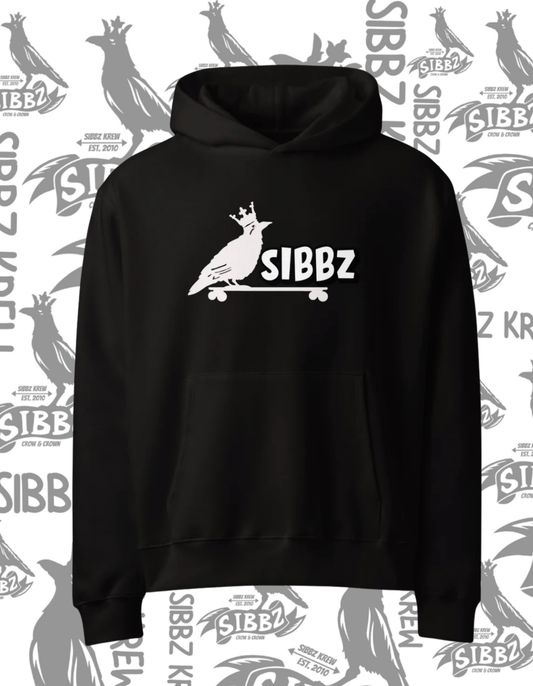 SIBBZ Crow and Crown Black and White Hoodie (Printed Logo)