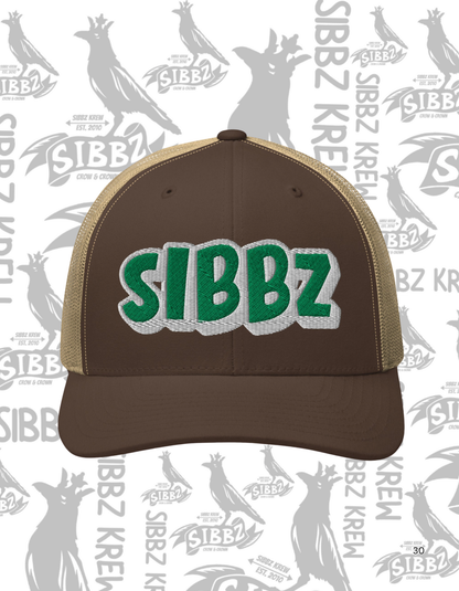 SIBBZ Bubble Logo Trucker Hat Tan/Green