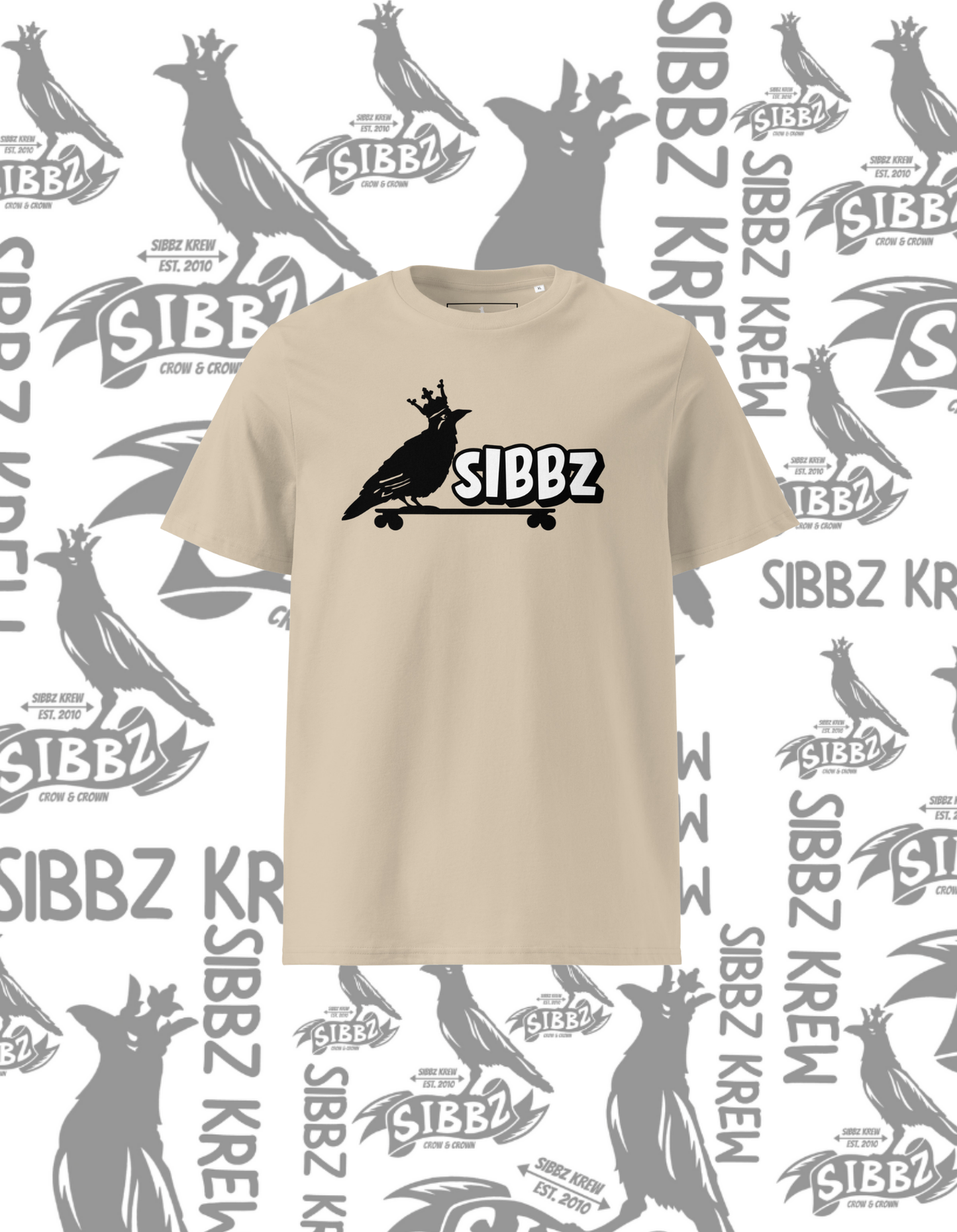 SIBBZ ORGANIC CROW AND CROWN TEE COLOR: DUST