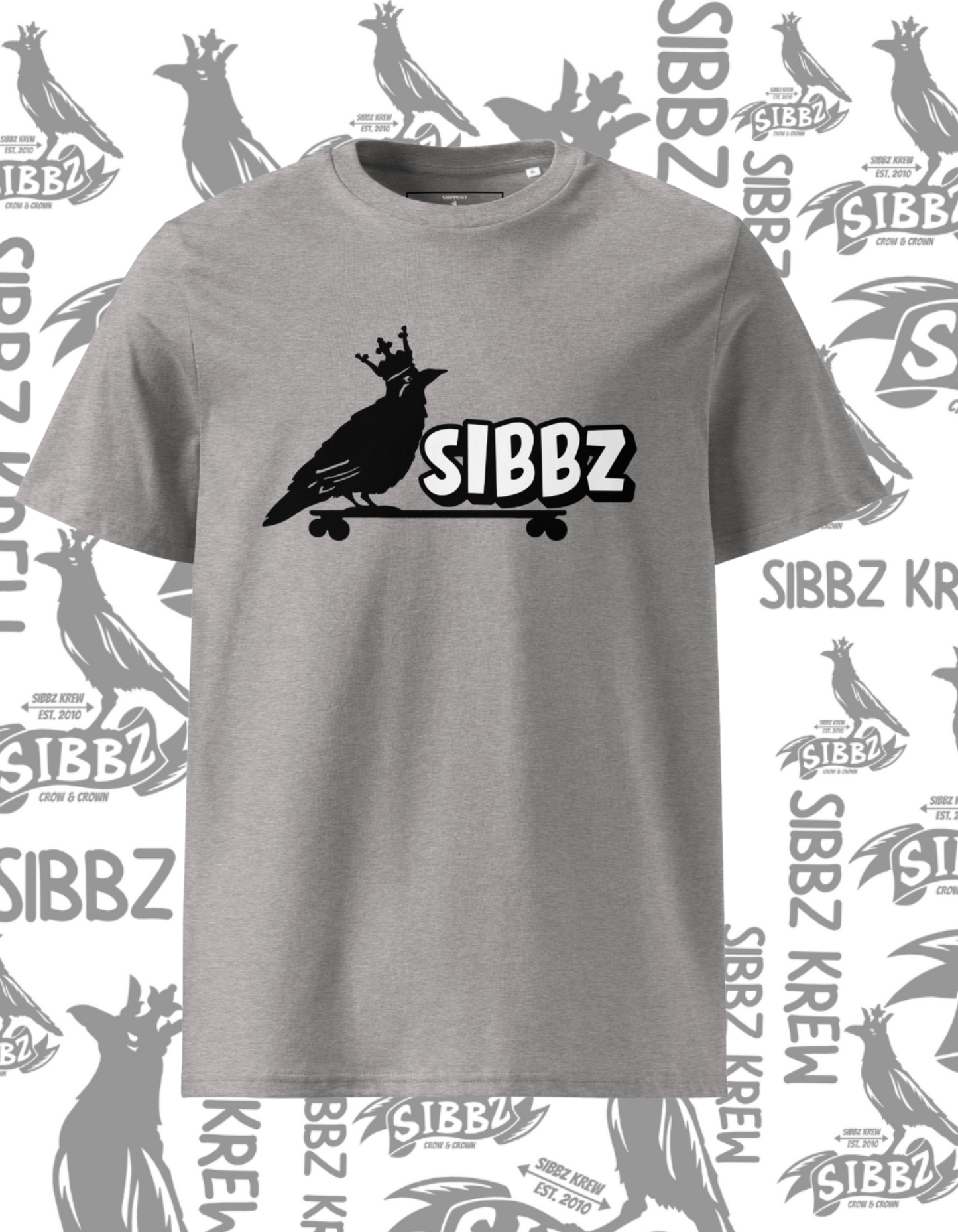 SIBBZ ORGANIC CROW AND CROWN TEE COLOR: DARK GREY