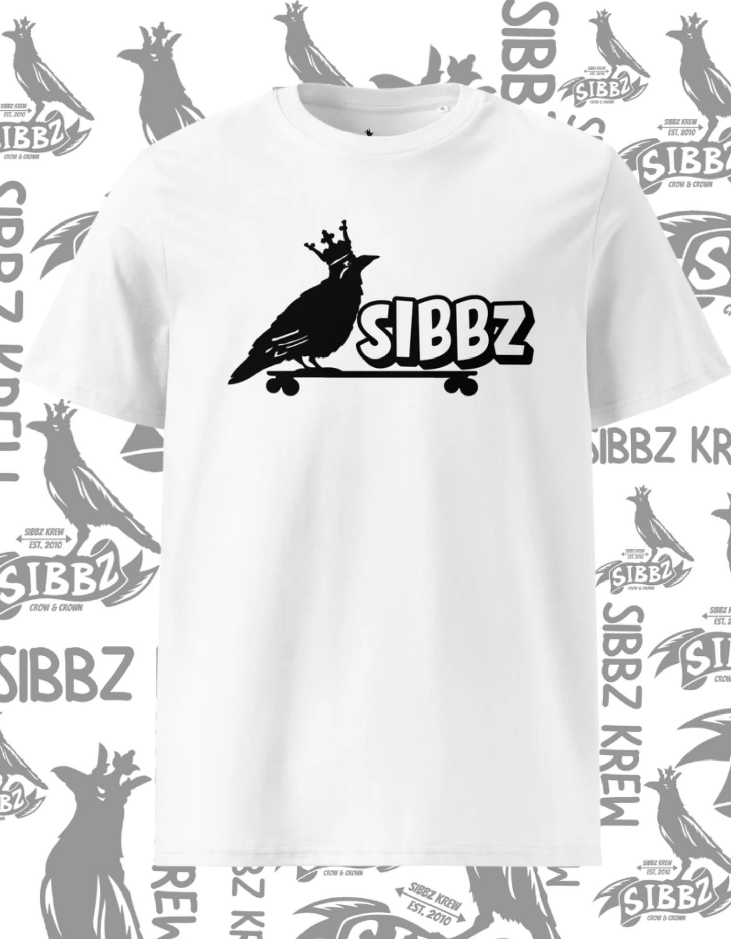 SIBBZ ORGANIC CROW AND CROWN TEE COLOR: BRIGHT WHITE