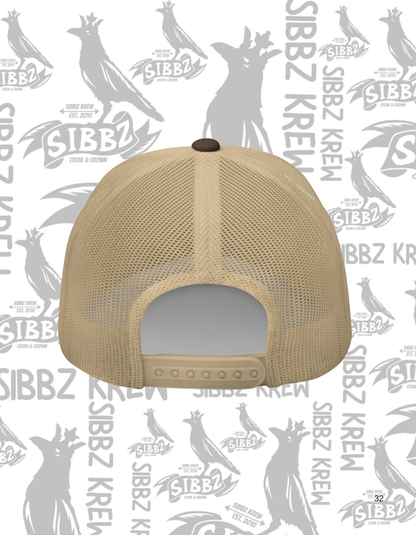 SIBBZ Bubble Logo Trucker Hat Tan/Green