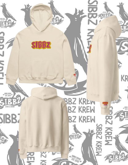 SIBBZ Embroidery  Logo 2026 Oversized heavyweight hoodie Tan Pink Gold